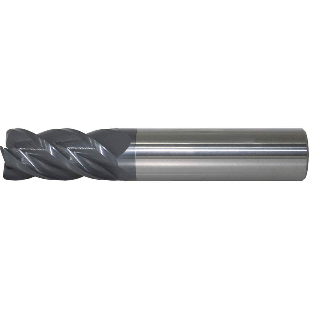 Corner Radius End Mill: 3/16″ Dia, 3/8″ LOC, 0.02″ Radius, 4 Flutes, Solid Carbide 2″ OAL, 3/16″ Shank Dia, 40 ° Helix, AlTiN+ Coated, Corner Radius End, Centercutting, Series 6/44