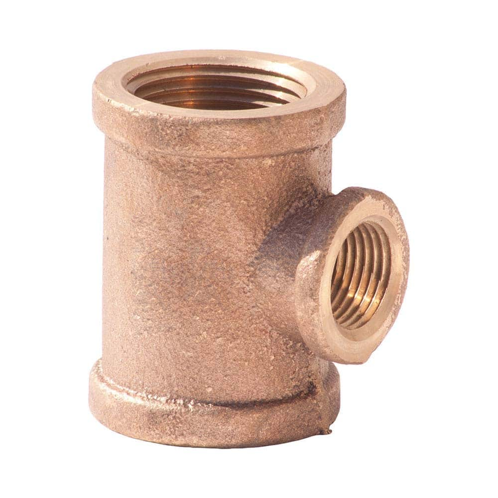 Merit Brass - Brass & Chrome Pipe Fittings Type: Reducing Tee Fitting Size: 3/8 x 3/8 x 1/4 - Caliber Tooling