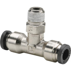 Parker - Metal Push-To-Connect Tube Fittings Type: Male Swivel Branch Tee Tube Outside Diameter (Inch): 1/2 - Exact Industrial Supply