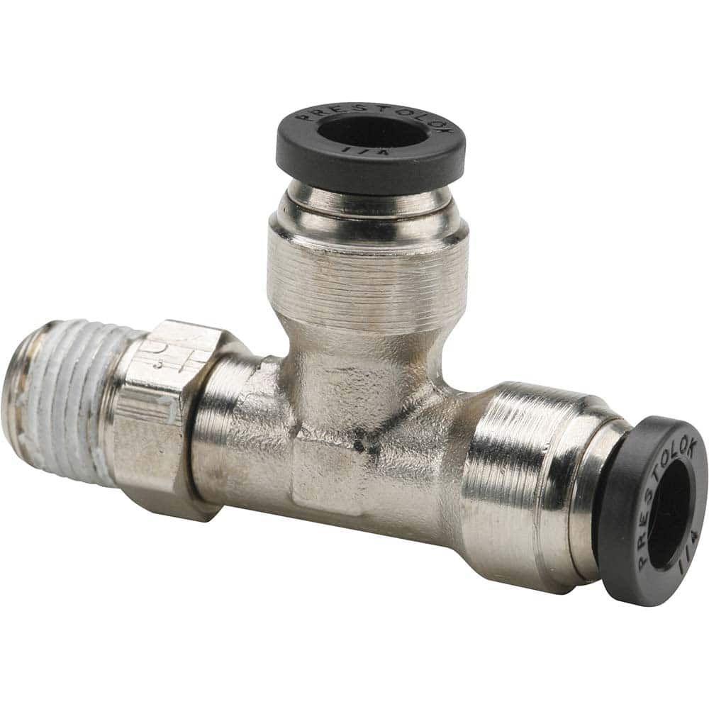 Parker - Metal Push-To-Connect Tube Fittings Type: Male Run Tee Swivel Tube Outside Diameter (Inch): 1/4 - Caliber Tooling