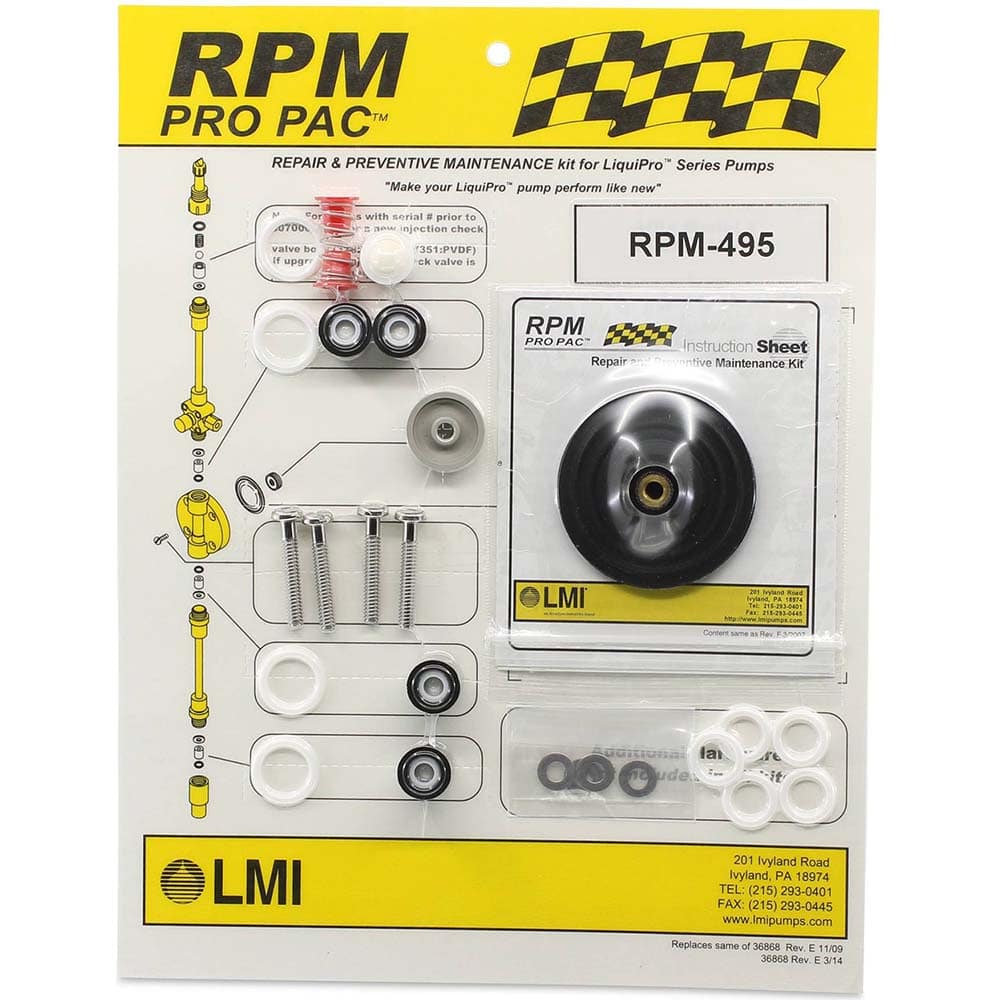 LMI - Metering Pump Accessories Type: Liquid End Preventative Maintenance Kit For Use With: LMI LIQUIPRO Liquid Ends: D465xx - Caliber Tooling