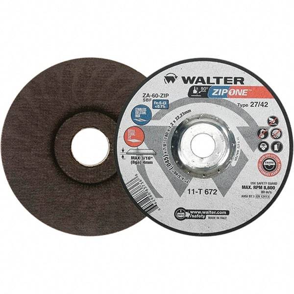 WALTER Surface Technologies - Depressed-Center Wheels Wheel Diameter (Inch): 7 Wheel Thickness (Inch): 3/64 - Caliber Tooling