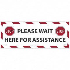 NMC - "STOP! - Please Wait Here for Assistance" Adhesive-Backed Floor Sign - Caliber Tooling