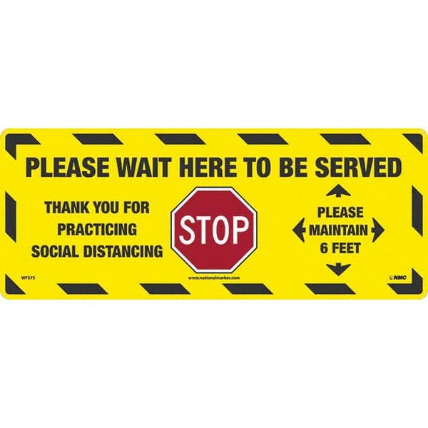 NMC - "STOP! - Please Wait Here to Be Served" Adhesive-Backed Floor Sign - Caliber Tooling