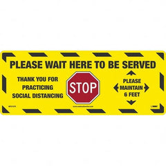 NMC - "STOP! - Please Wait Here to Be Served" Adhesive-Backed Floor Sign - Caliber Tooling