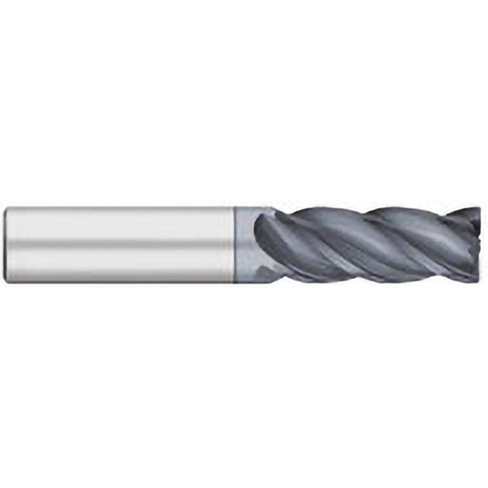 Corner Radius End Mill: 5/16″ Dia, 13/16″ LOC, 0.03″ Radius, 4 Flutes, Solid Carbide 2-1/2″ OAL, 5/16″ Shank Dia, 38 ° Helix, AlCromax Coated, Corner Radius End, Centercutting