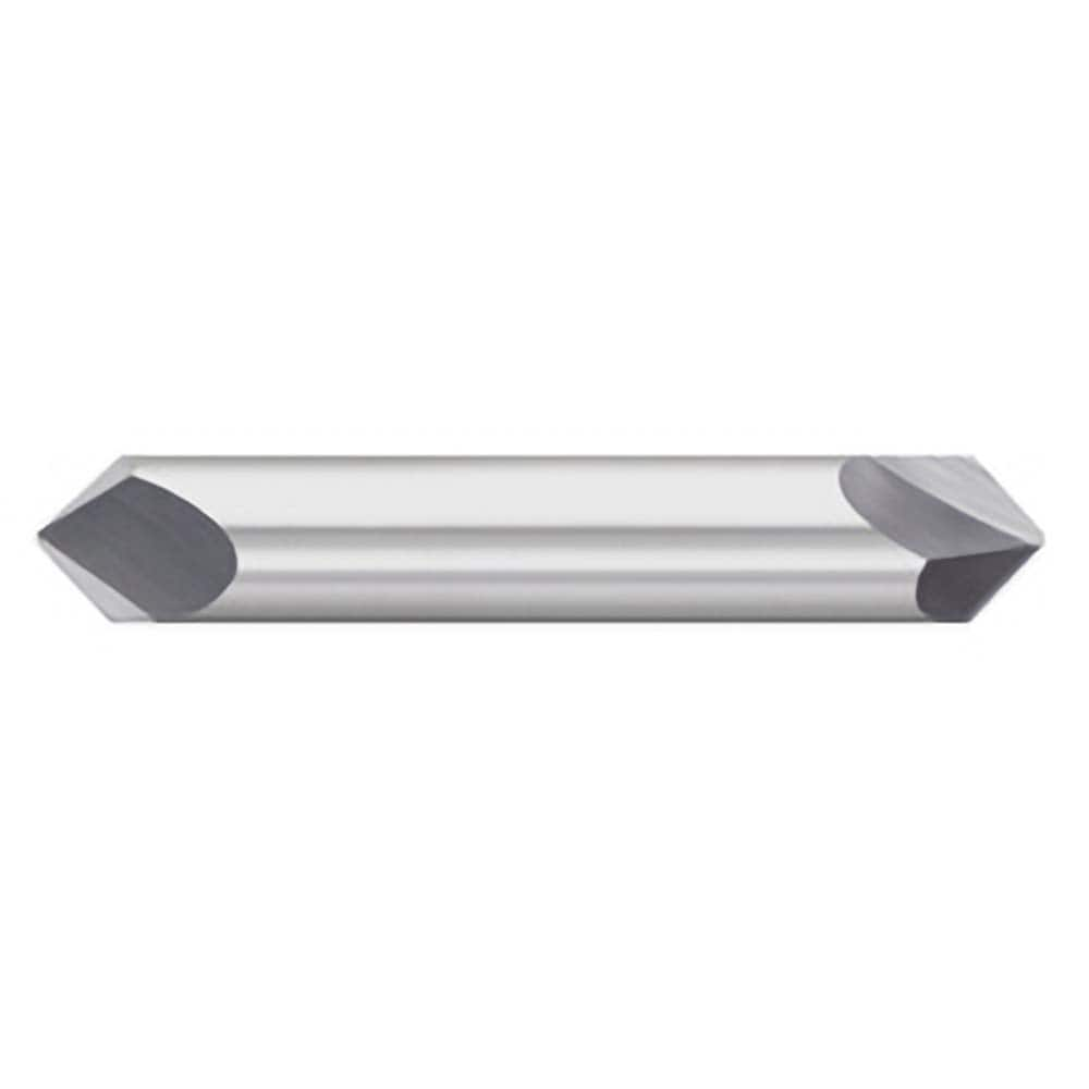 Titan USA - Chamfer Mills; Cutter Head Diameter (Inch): 3/8 ; Included Angle B: 60 ; Included Angle A: 60 ; Chamfer Mill Material: Solid Carbide ; Chamfer Mill Finish/Coating: Uncoated ; Overall Length (Inch): 2-1/2 - Exact Industrial Supply