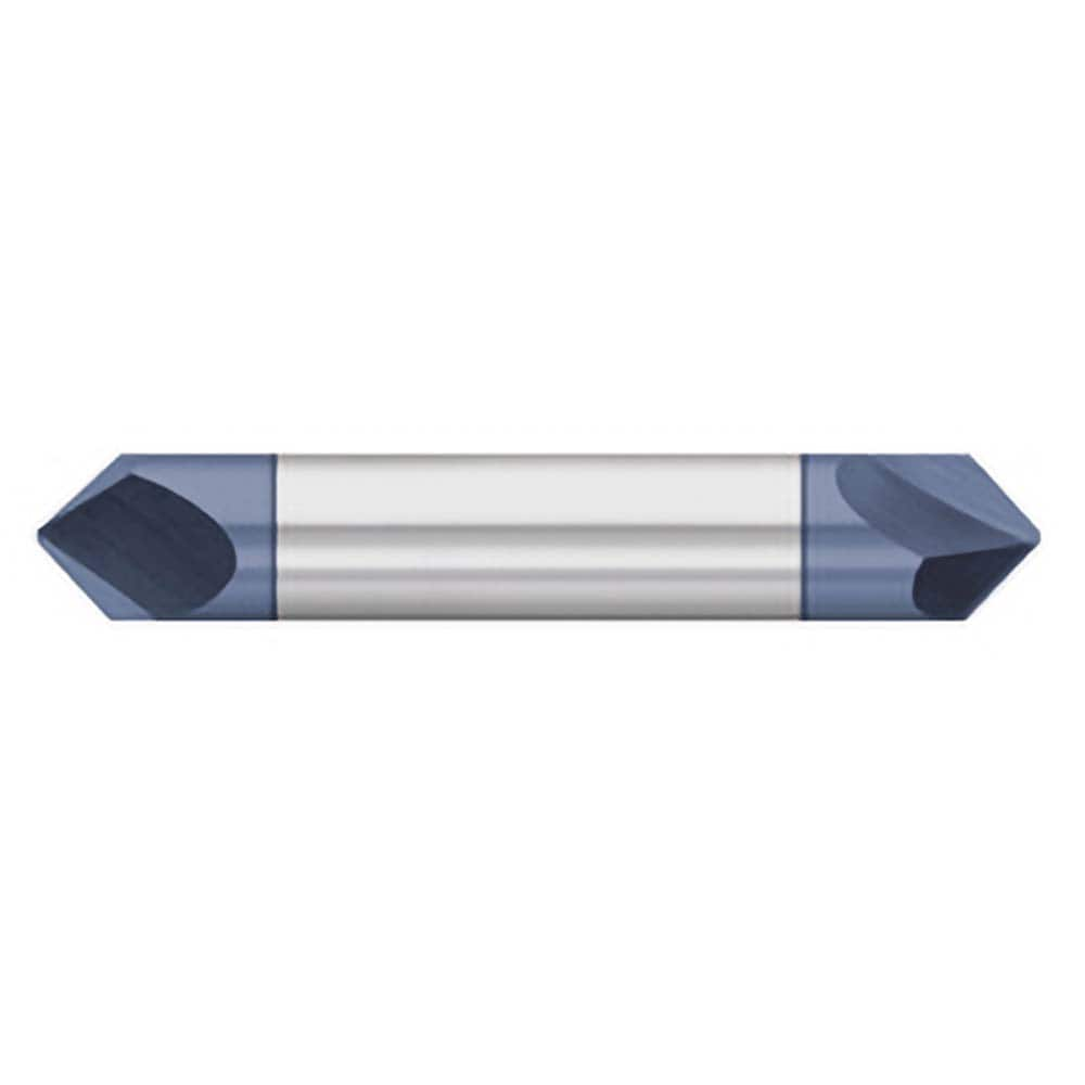 Titan USA - Chamfer Mills; Cutter Head Diameter (Inch): 1/4 ; Included Angle B: 60 ; Included Angle A: 60 ; Chamfer Mill Material: Solid Carbide ; Chamfer Mill Finish/Coating: AlTiN ; Overall Length (Inch): 2-1/2 - Exact Industrial Supply