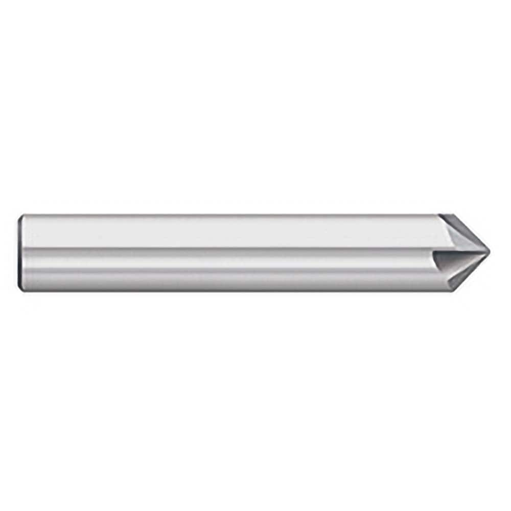 Titan USA - Chamfer Mills; Cutter Head Diameter (Inch): 3/8 ; Included Angle B: 49 ; Included Angle A: 82 ; Chamfer Mill Material: Solid Carbide ; Chamfer Mill Finish/Coating: Uncoated ; Overall Length (Inch): 2-1/2 - Exact Industrial Supply