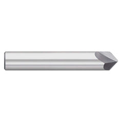 Chamfer Mill: 2 Flutes, Solid Carbide 1-1/2″ OAL, 1/8″ Shank Dia, Bright/Uncoated