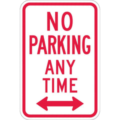 Lyle Signs - Traffic & Parking Signs; MessageType: No Parking & Tow Away Signs ; Message or Graphic: Message & Graphic ; Legend: No Parking Any Time ; Graphic Type: Double Arrow ; Reflectivity: Reflective; High Intensity ; Material: Aluminum - Exact Industrial Supply