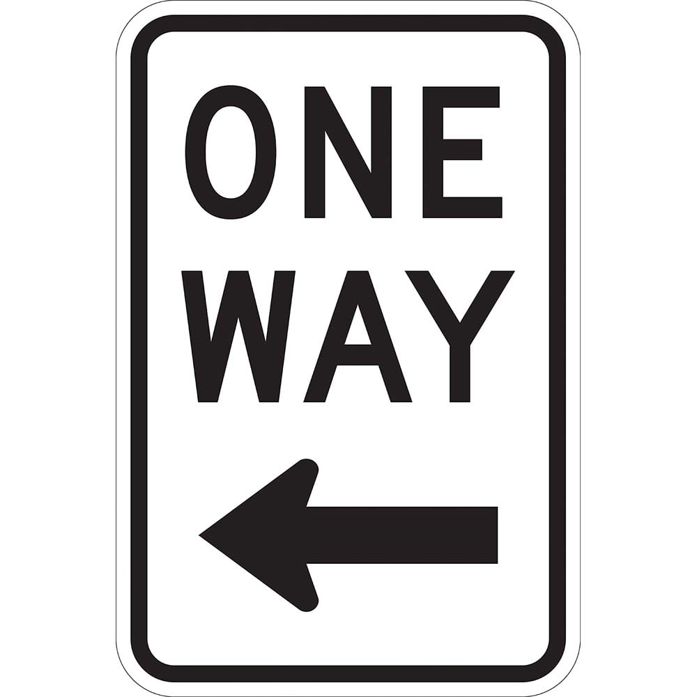 Lyle Signs - Traffic & Parking Signs; MessageType: Traffic Control Signs ; Message or Graphic: Message & Graphic ; Legend: One Way ; Graphic Type: Left Arrow ; Reflectivity: Reflective; Engineer Grade ; Material: Aluminum - Exact Industrial Supply