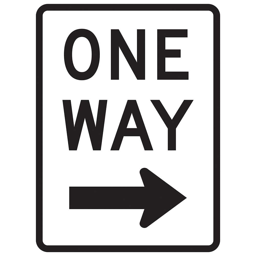 Lyle Signs - Traffic & Parking Signs; MessageType: Traffic Control Signs ; Message or Graphic: Message & Graphic ; Legend: One Way (Right Arrow) ; Graphic Type: Right Arrow ; Reflectivity: Reflective; Engineer Grade ; Material: Aluminum - Exact Industrial Supply