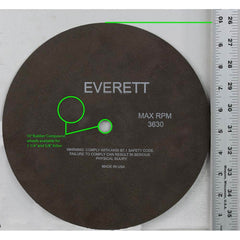 Everett - Cutoff Wheels; Tool Compatibility: Chop Saws; Cut-Off Saw; Electric-Powered Saw; Portable Saw; Shop Saw; Stationary Saw ; Wheel Diameter (Inch): 10 ; Hole Size (mm): 0.625 ; Wheel Thickness (Inch): 1/16 ; Abrasive Material: Rubber; Aluminum Oxi - Exact Industrial Supply