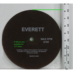 Everett - Cutoff Wheels; Tool Compatibility: Chop Saws; Cut-Off Saw; Electric-Powered Saw; Portable Saw; Shop Saw; Stationary Saw ; Wheel Diameter (Inch): 8 ; Wheel Thickness (Inch): .085 ; Abrasive Material: Aluminum Oxide ; Maximum RPM: 6700.000 ; Grit - Exact Industrial Supply