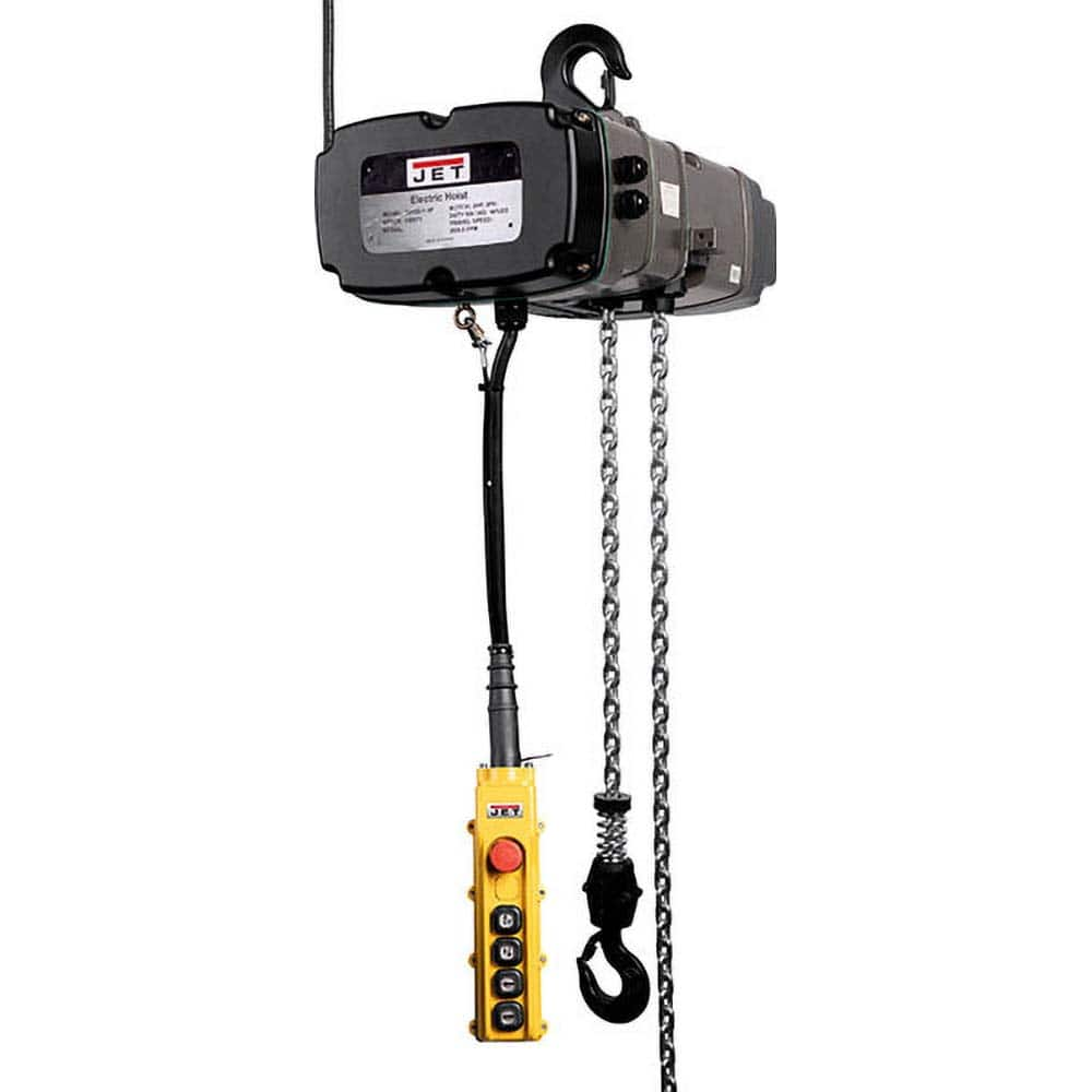 Jet - Electric Hoists; Type: Electric Hoist ; Load Capacity (Ton): 5 ; Load Capacity (Lb.): 11000.000 ; Maximum Lift Distance (Feet): 30 ; Lift Motor Phase: 3 - Exact Industrial Supply