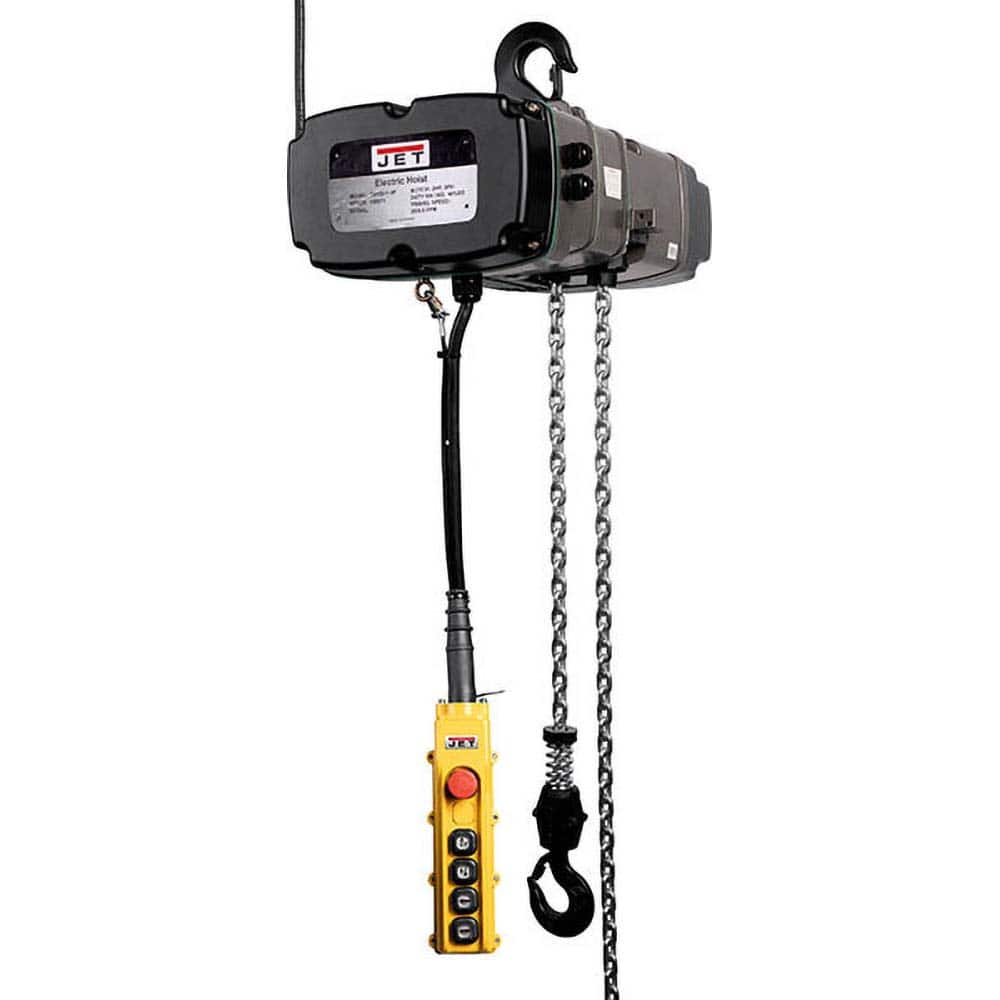 Jet - Electric Hoists; Type: Electric Hoist ; Load Capacity (Ton): 3 ; Load Capacity (Lb.): 6600.000 ; Lifting Speed in Ft/Min: 21/5 ; Maximum Lift Distance (Feet): 15 ; Voltage: 230 - Exact Industrial Supply