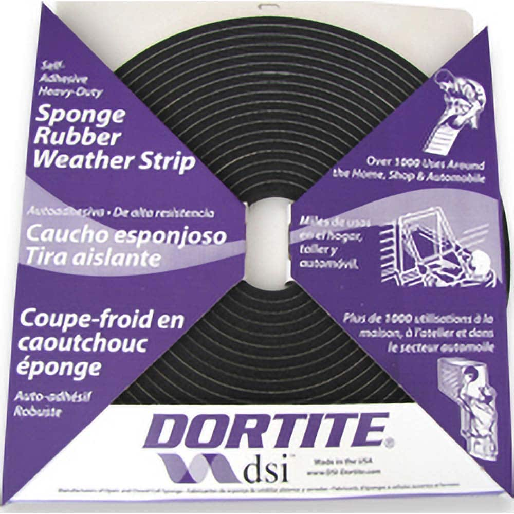 DSI - Weatherstripping; Type: Open Cell Sponge Rubber Tape w/PSA ; Length (Decimal Inch): 600 ; Width (Inch): 3/8 ; Door Thickness: 5/16 (Inch); Material: Natural Open Cell Rubber w/PSA - Exact Industrial Supply