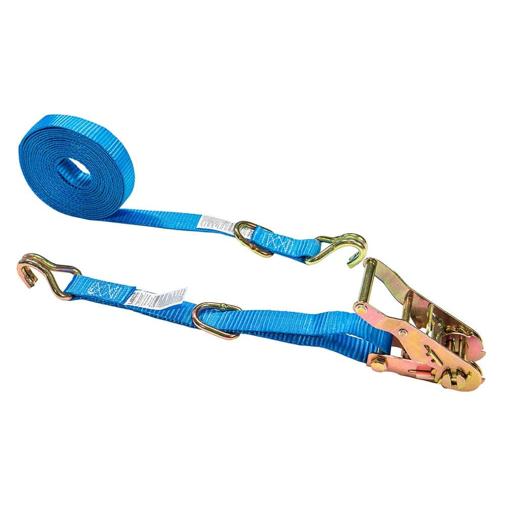 US Cargo Control - Slings & Tiedowns (Load-Rated); Type: Ratchet Tie Down ; Length (Feet): 10 ; Basket Capacity (Lb.): 440 ; Material: Polyester ; Color: Blue - Exact Industrial Supply