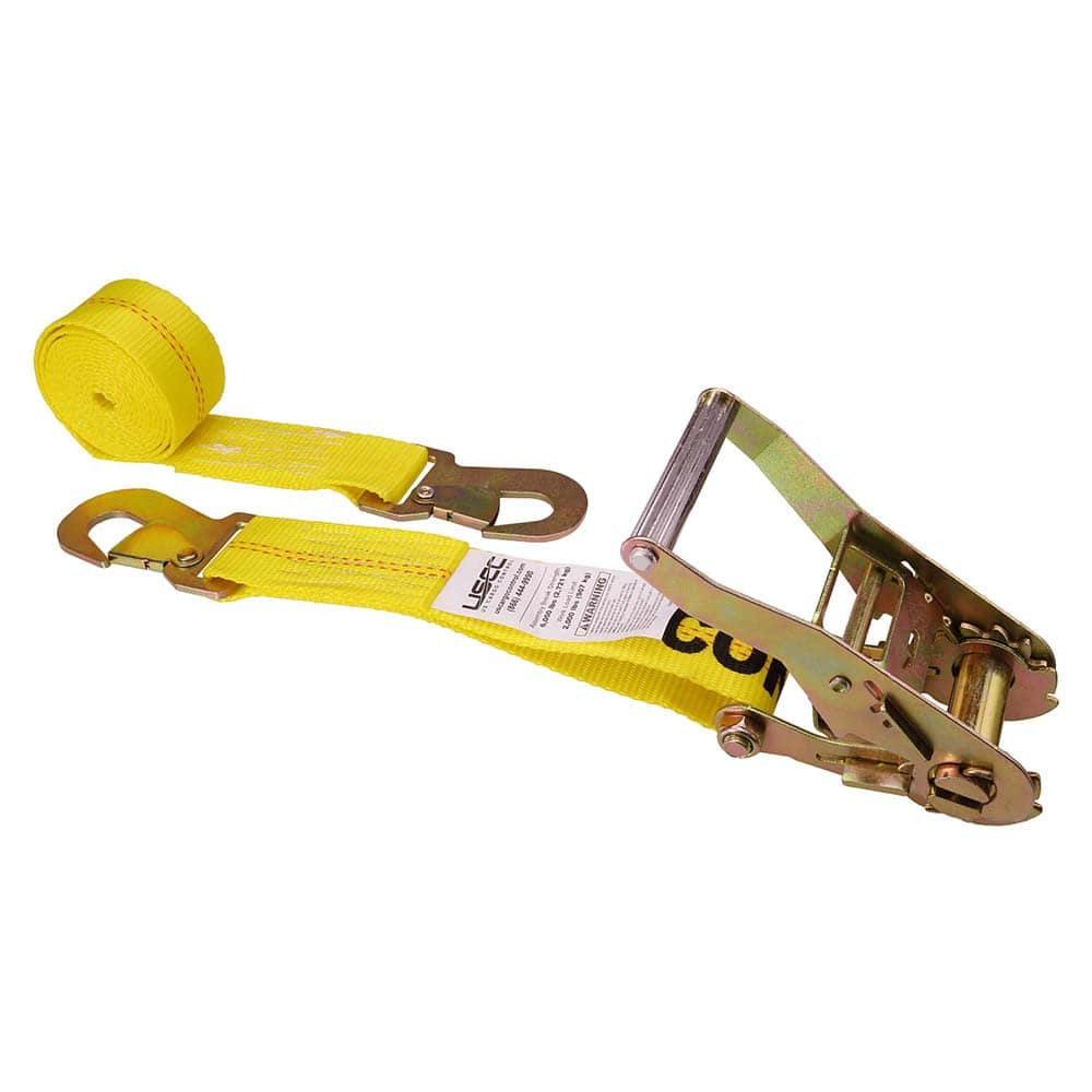 US Cargo Control - Slings & Tiedowns (Load-Rated); Type: Ratchet Tie Down ; Length (Feet): 12 ; Basket Capacity (Lb.): 2000 ; Material: Polyester ; Color: Yellow - Exact Industrial Supply