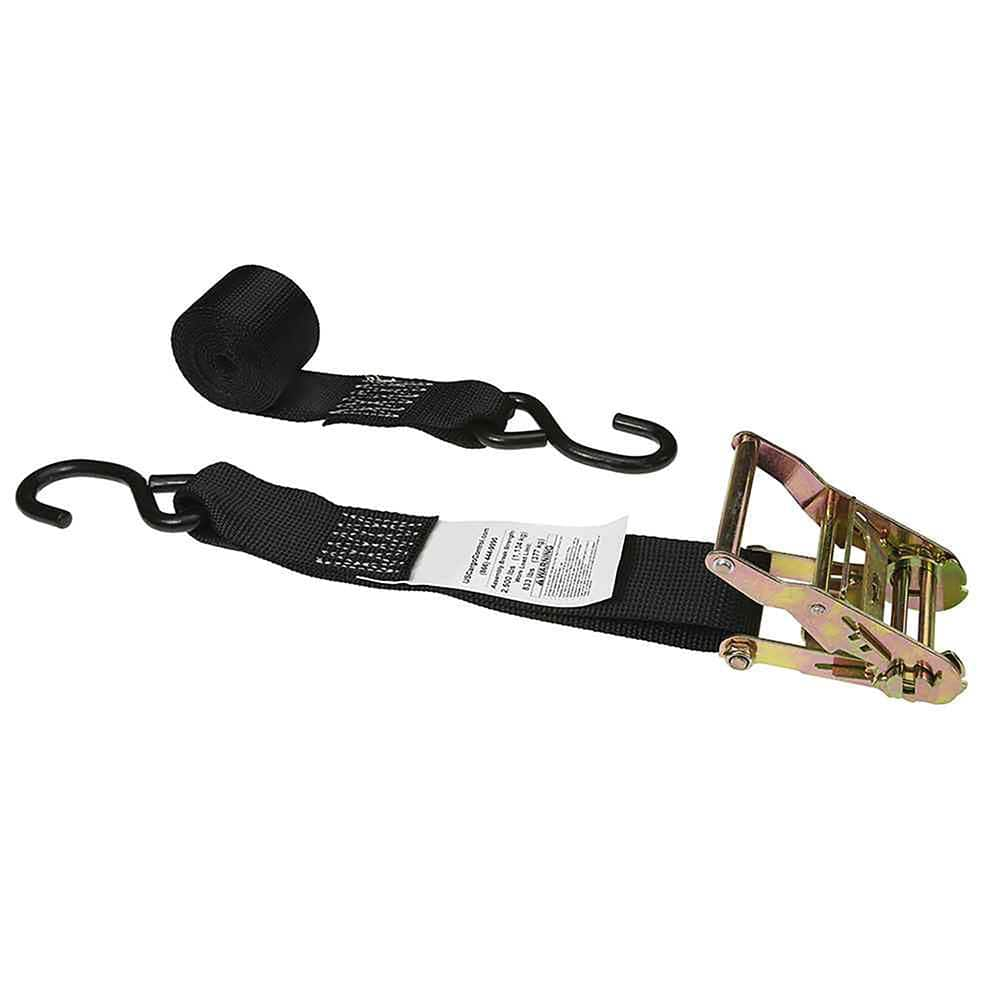 US Cargo Control - Slings & Tiedowns (Load-Rated); Type: Ratchet Tie Down ; Length (Feet): 8 ; Basket Capacity (Lb.): 333 ; Material: Polyester ; Color: Black - Exact Industrial Supply