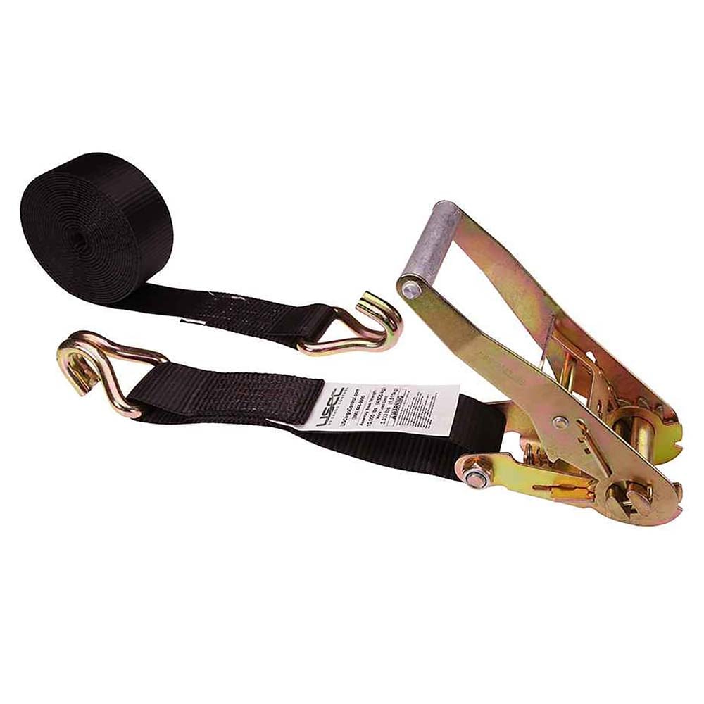 US Cargo Control - Slings & Tiedowns (Load-Rated); Type: Ratchet Tie Down ; Length (Feet): 24 ; Basket Capacity (Lb.): 3333 ; Material: Polyester ; Color: Black - Exact Industrial Supply