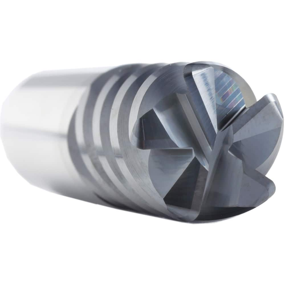 Corner Radius End Mill: 5/16″ Dia, 1-1/8″ LOC, 0.015″ Radius, 5 Flutes, Solid Carbide 3″ OAL, 5/16″ Shank Dia, 45 ° Helix, AlCrN Coated, Corner Radius End, Centercutting, Series SM5F