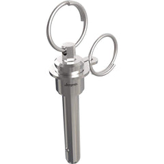 Ball Grip Quick-Release Pin: Ring Handle, 25 mm Pin Dia, 15 mm Usable Length 91.45 mm OAL, 17-4 Stainless Steel, Stainless Steel Handle