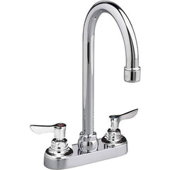 Lavatory Faucets; Inlet Location: Back; Spout Type: Swivel Gooseneck; Rigid; Inlet Pipe Size: 0.5 in; Inlet Gender: Male; Maximum Flow Rate: 1.5; Mounting Centers: 4; Material: Cast Brass; Finish/Coating: Polished Chrome; Spout Height: 4 in; Minimum Order