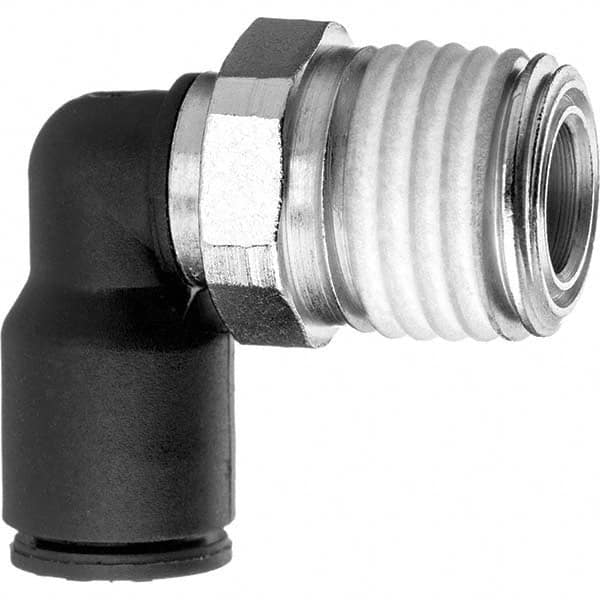 Value Collection - 3/8" OD, NPT Male, Nylon Push-to-Connect Male Elbow - 150 Max psi, Black - Caliber Tooling