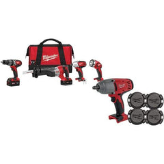 Milwaukee Tool - 18 Volt Cordless Tool Combination Kit - Includes 1/2" Hammer Drill, 1/4" Hex Impact Driver & Sawzall Reciprocating Saw, Lithium-Ion Battery Included - Caliber Tooling