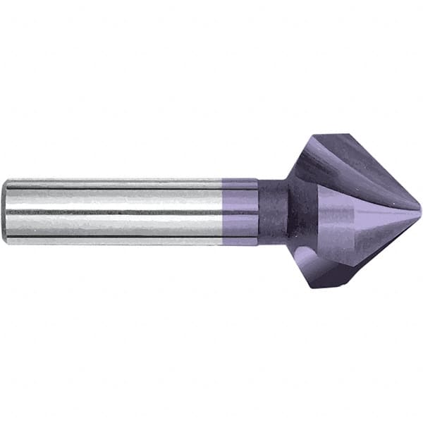 Magafor - 25mm Head Diam, 25/64" Shank Diam, 90° Cobalt Countersink - 2-5/8" OAL, Single End, Straight Shank, Right Hand Cut - Caliber Tooling