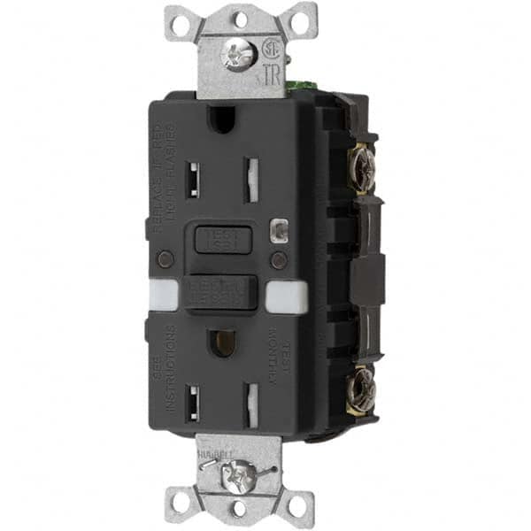 Hubbell Wiring Device-Kellems - GFCI Receptacles Grade: Commercial Color: Black - Caliber Tooling