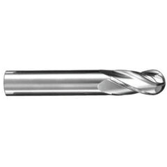 ‎9/32″ Dia. × 5/16″ Shank × 3/4″ DOC × 2-1/2″ OAL, Carbide Uncoated, Spiral , 4 Flute, 30° Helix, Ballnose End Mill - Exact Industrial Supply