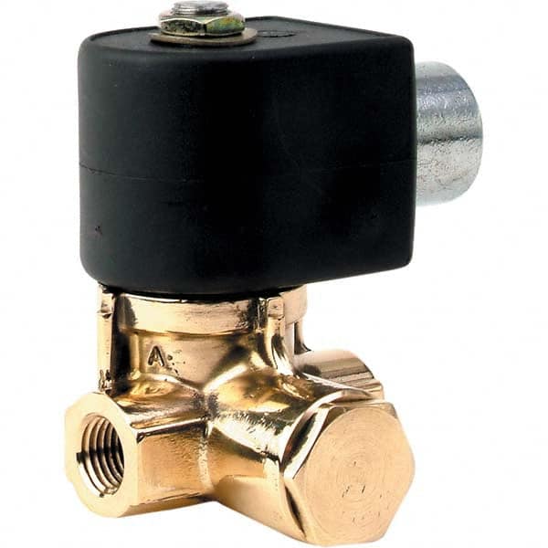 Parker - 120/60 - 110/50 VAC 1/4" NPT Port Brass Two-Way Internally Piloted Diaphragm Solenoid Valve - Caliber Tooling