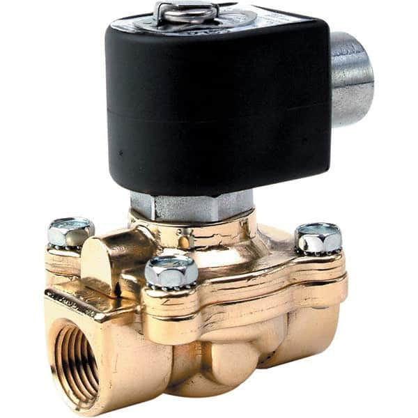 Parker - 24/60 VAC 1/2" NPT Port Brass Two-Way Internally Piloted Diaphragm Solenoid Valve - Caliber Tooling