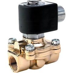 Parker - 120/60 - 110/50 VAC 3/4" NPT Port Brass Two-Way Internally Piloted Diaphragm Solenoid Valve - Caliber Tooling