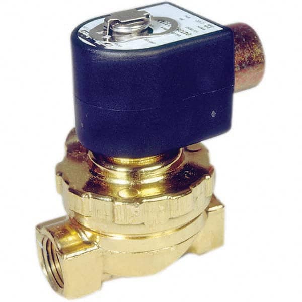 Parker - 120/60 - 110/50 VAC 3/8" NPT Port Brass Two-Way Internally Piloted Diaphragm Solenoid Valve - Caliber Tooling