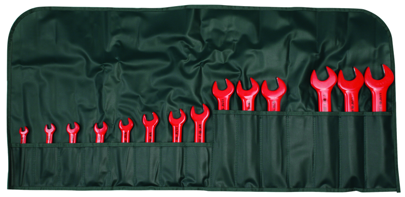 Insulated Open End Inch Wrench 14 Piece Set Includes: 5/16" - 1-1/8" In Canvas Pouch - Caliber Tooling