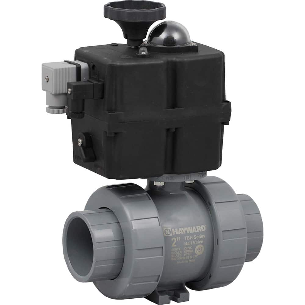 Hayward - Actuated Ball Valves; Actuator Type: Electric ; Pipe Size: 1-1/2 (Inch); Material: CPVC ; Seal Material: FPM ; Number of Pieces: 2.000 ; End Connections: Socket; Threaded - Exact Industrial Supply