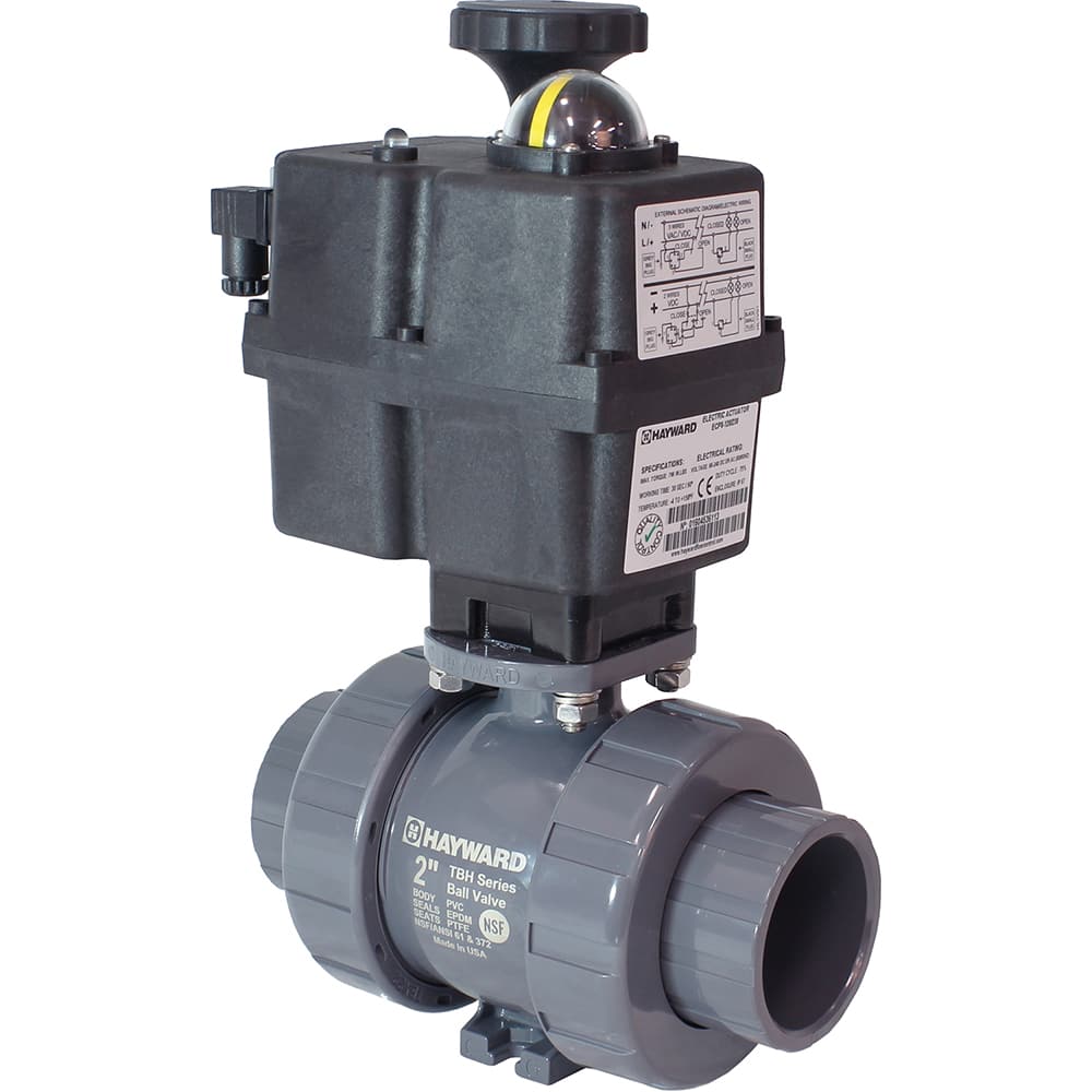Hayward - Actuated Ball Valves; Actuator Type: Electric ; Pipe Size: 1 (Inch); Material: PVC ; Seal Material: FPM ; Number of Pieces: 2.000 ; End Connections: Socket; Threaded - Exact Industrial Supply