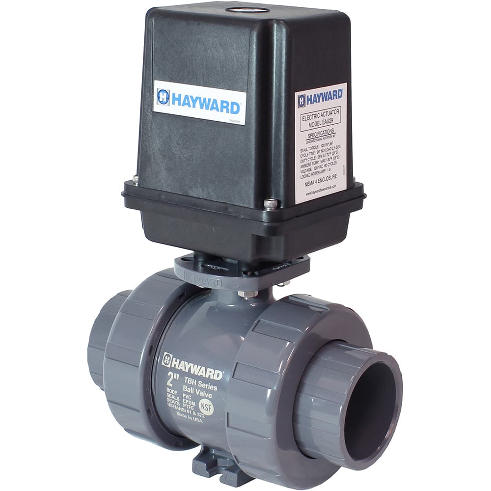 Hayward - Actuated Ball Valves; Actuator Type: Electric ; Pipe Size: 1/2 (Inch); Material: PVC ; Seal Material: EPDM ; Number of Pieces: 2.000 ; End Connections: Socket; Threaded - Exact Industrial Supply