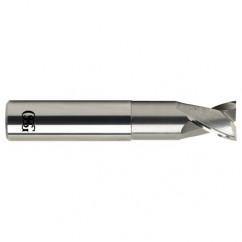 1/4 Dia. x 2-1/2 Overall Length 2-Flute .020 C/R Solid Carbide SE End Mill-Round Shank-Center Cutting-Uncoated - Caliber Tooling