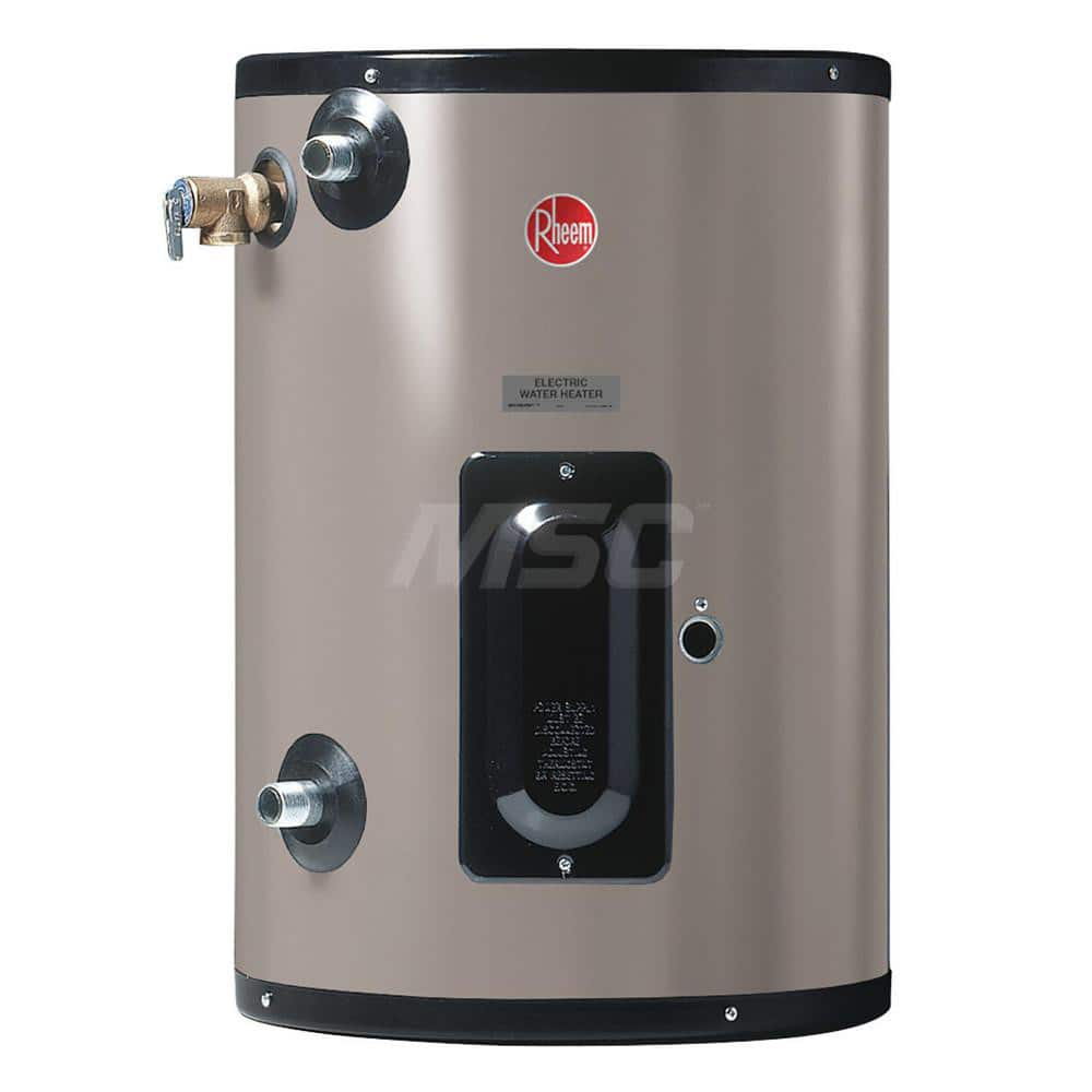 Electric Water Heaters; Style: Point of Use; Voltage: 208; Wire Gauge: 10; Temperature Rise: 140 ™F @ 17 GPH; Kilowatts: 6; Tank Capacity (Gal.): 20.00; Diameter/Width (Inch): 19-3/4; Amperage Rating: 28.8; Phase: 1