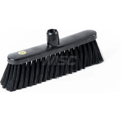 Push Broom: Nylon Bristle 2-49/64″ Bristle Length, Polypropylene Block, European Threaded Handle Connection