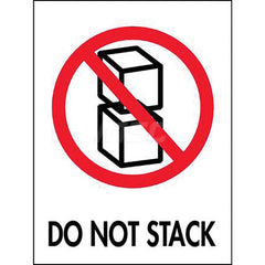 Care Instructions Label: ″Do Not Stack″, Rectangle, 3″ Wide, 4″ High Paper