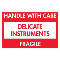 Care Instructions Label: ″Delicate Instruments, Handle With Care, Fragile″, Rectangle, 3″ Wide, 2″ High Paper