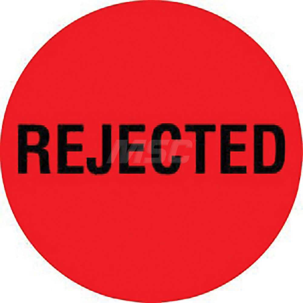 Inventory Control Label: ″Rejected″, Circle Paper