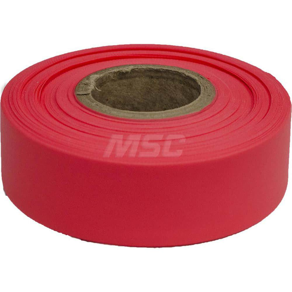 Barricade & Flagging Tape; Legend: None; Material: Vinyl; Polyvinylchloride; Thickness (mil): 4; Overall Length: 150.00; Roll Length (Feet): 150; Color: Red; Roll Width (Inch): 1-3/16