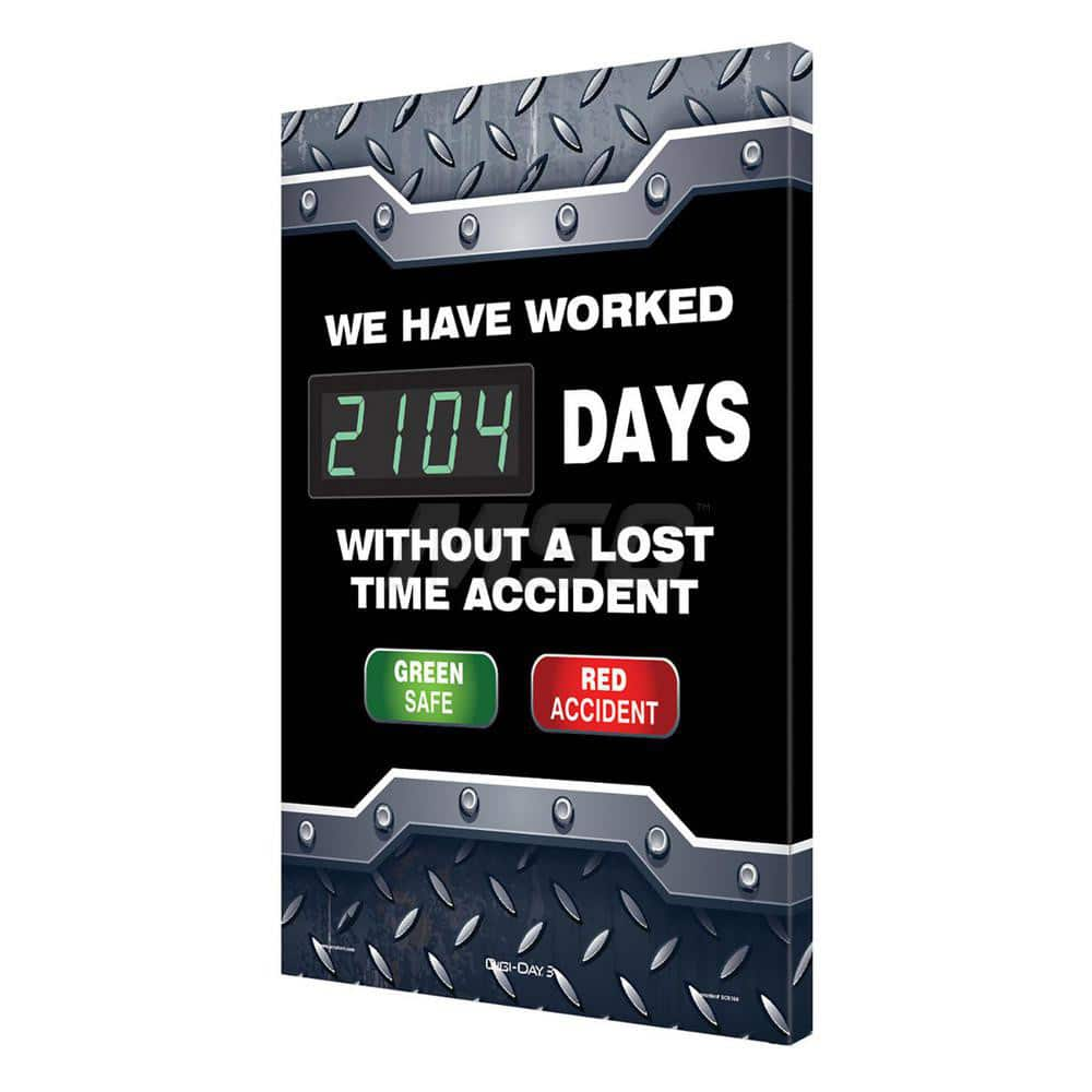 We Have Worked __ Days Without A Lost Time Accident Rectangle, 3.75″ Thick, Indoor or Outdoor, For Inspection, Testing and Accident Data